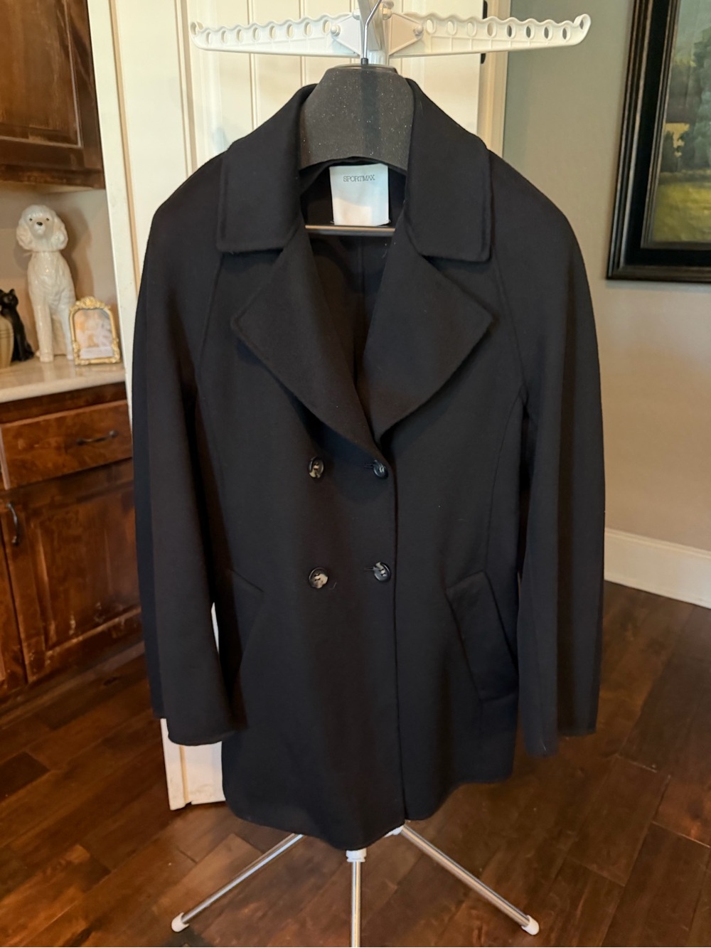 Sportmax Black Double-Breasted Pea Coat